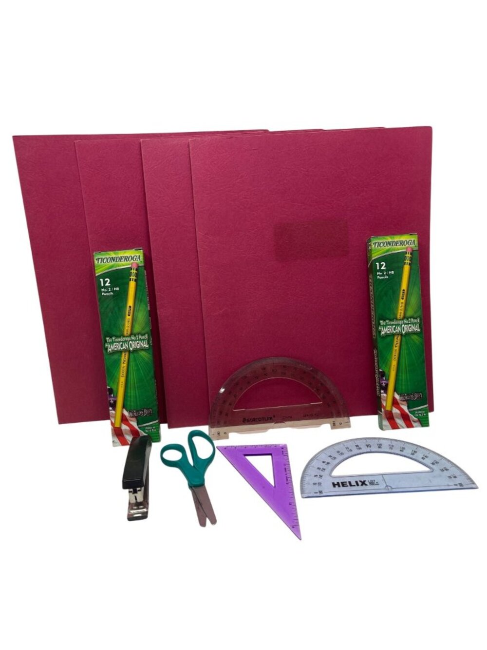 School Supplies Bundle: Folders Ticonderoga Pencils Scissors Protractors Ruler